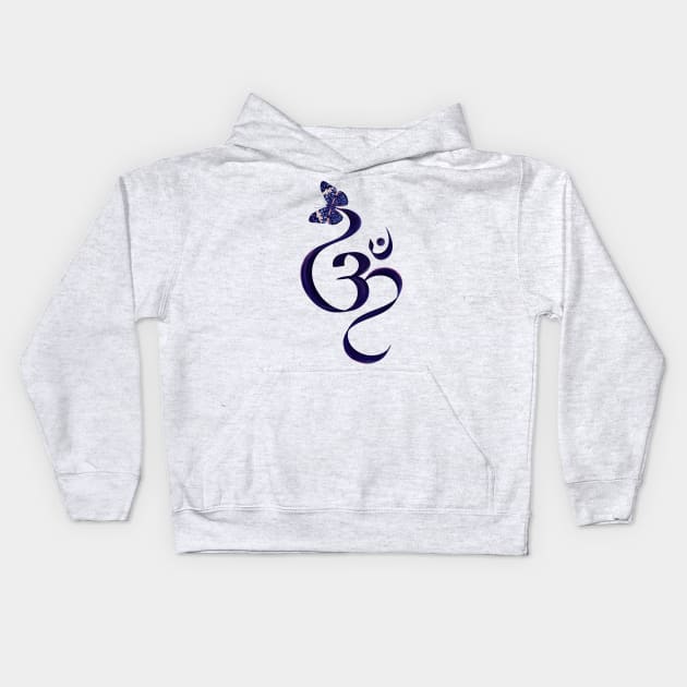 OM symbol and Butterfly - watercolor Kids Hoodie by Nartissima